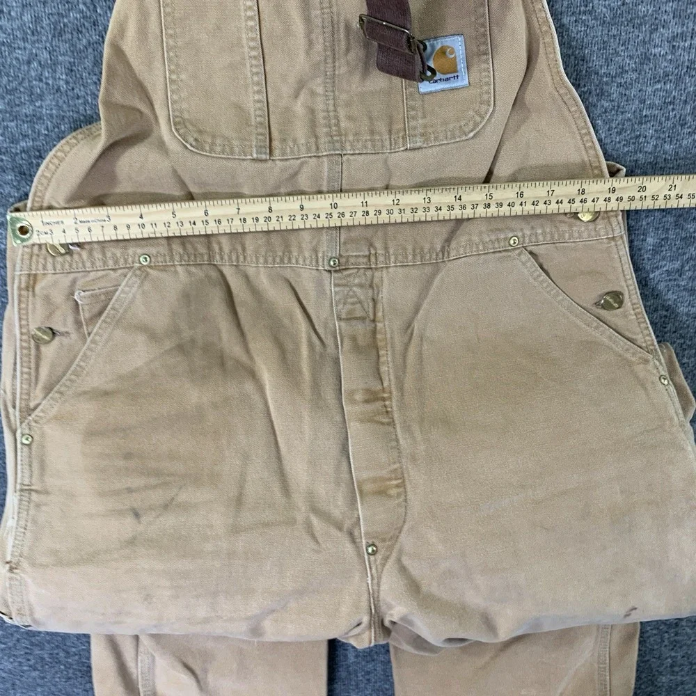 VTG Carhartt Overalls Men 40x33 Brown Double Knee Carpenter Button Fly Canvas
